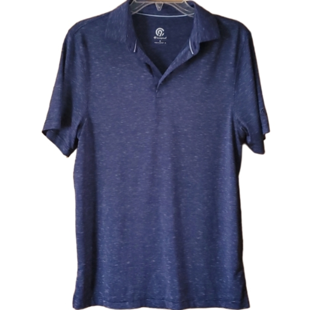 Champion C9 Mens Navy Heathered Short Sleeve Athletic Polo Shirt Size Small